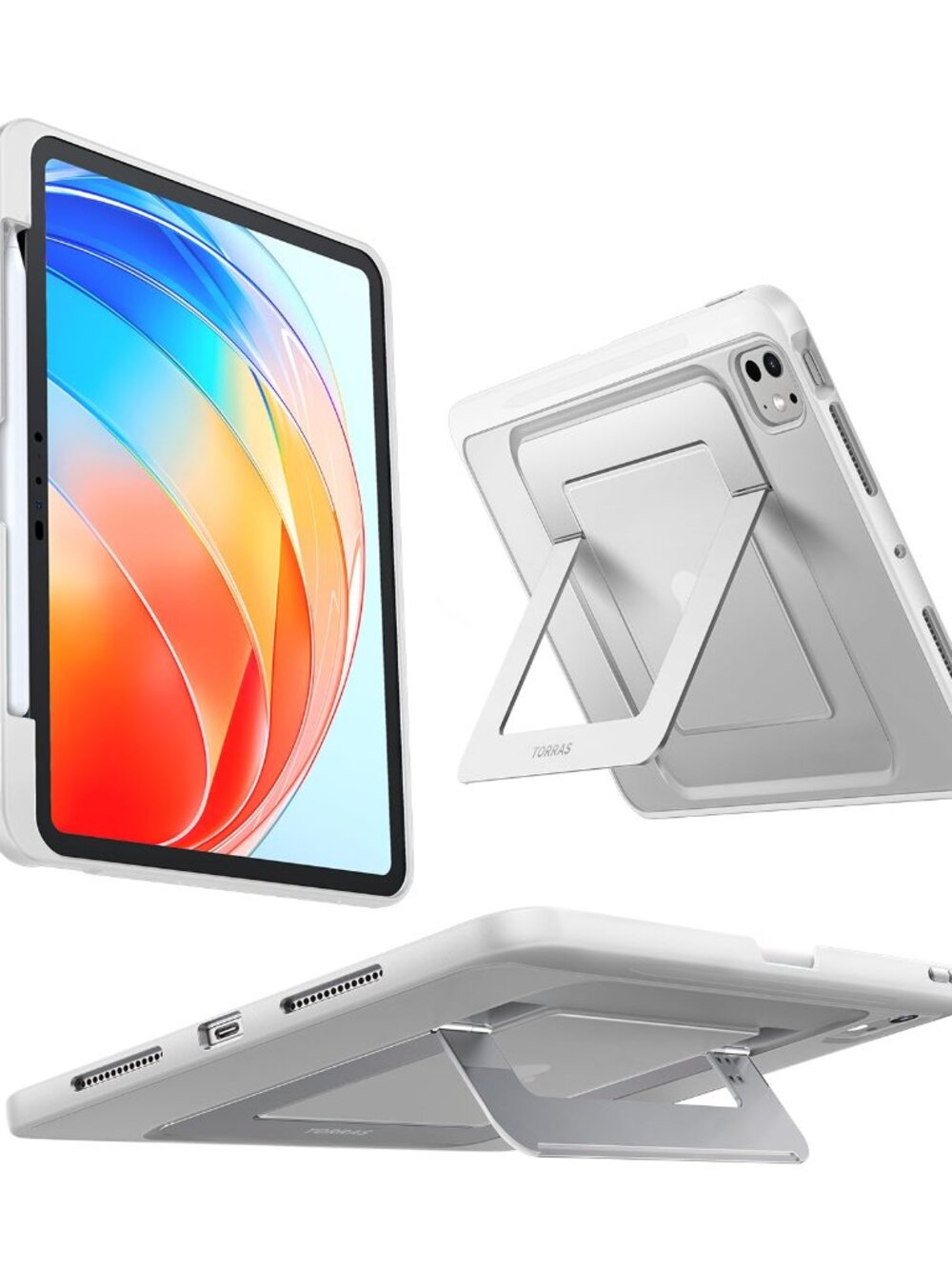 TORRAS Ostand K1 iPad Pro 13 Case M5 M4 White Stand Pencil Holder